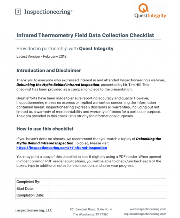 IR Thermetry Field数据收集清单