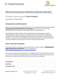 IR Thermetry Field数据收集清单